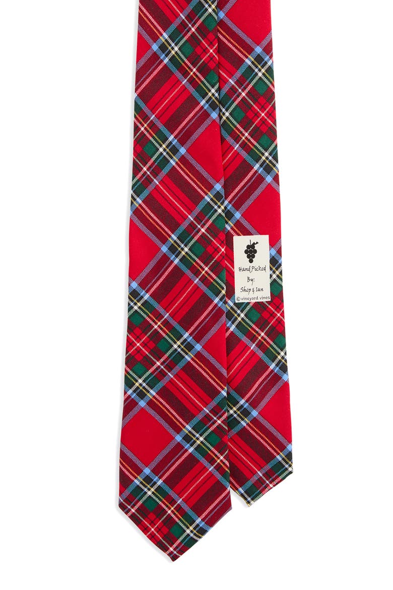Kids' Noel Tartan Silk Tie, Main, color, RED VELVET TARTAN