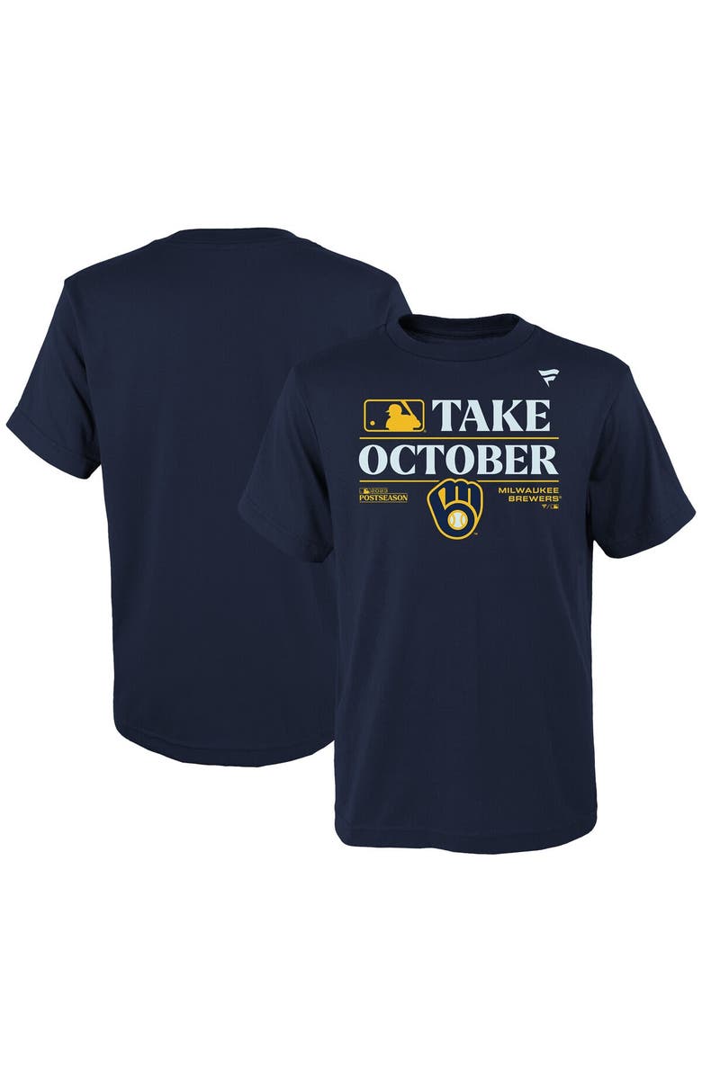 FANATICS Youth Fanatics Branded Navy Milwaukee Brewers 2023 Postseason Locker Room T-Shirt, Alternate, color,
