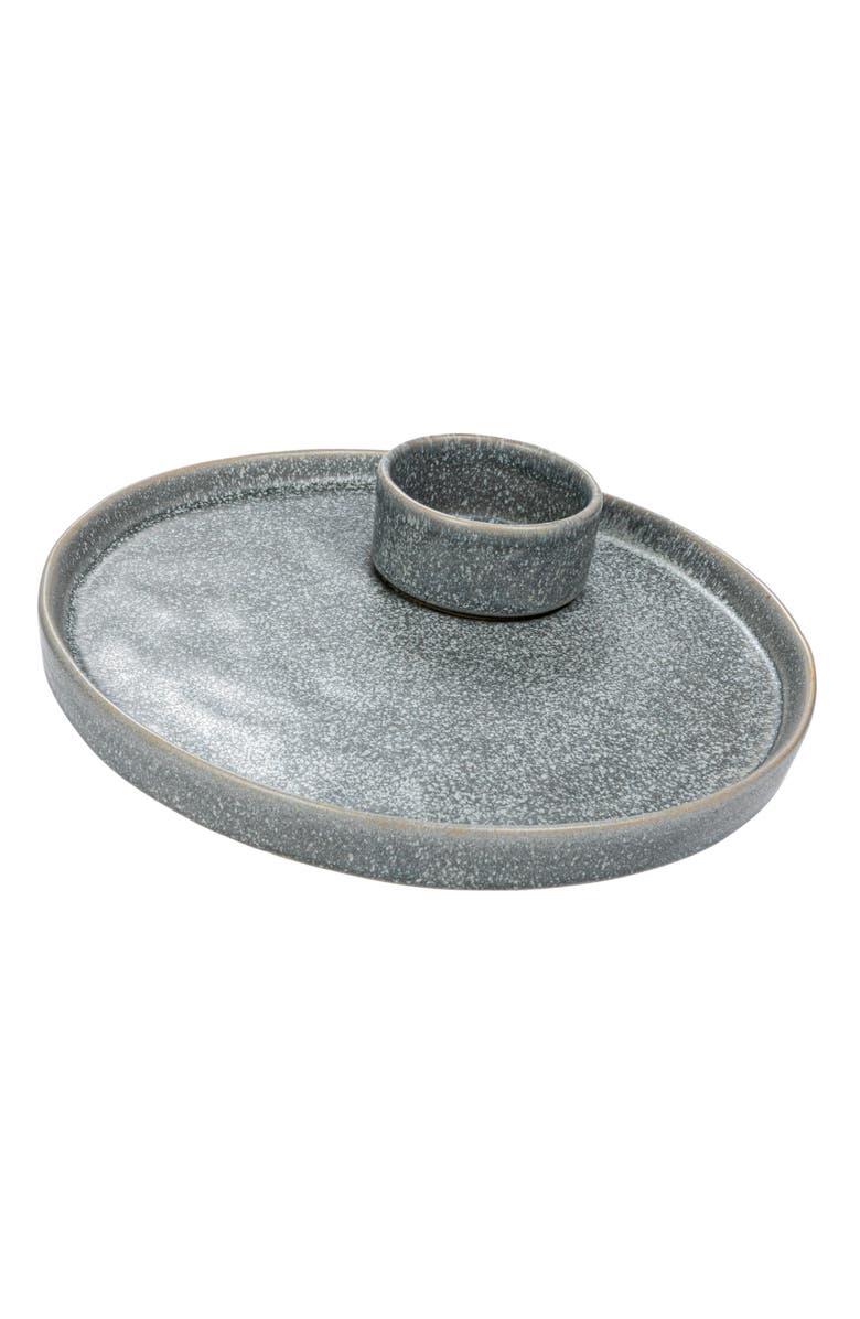 Storied Home Matte Stoneware Serving Plate and Small Dish Set, Main, color,