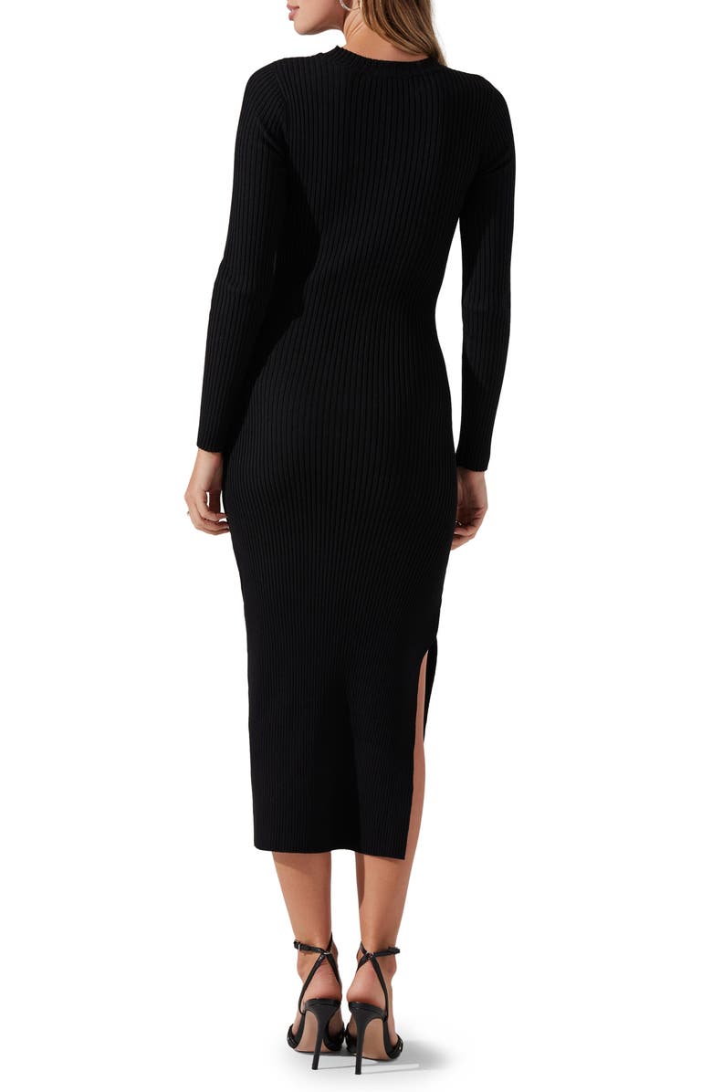 ASTR the Label Cutout Long Sleeve Ribbed Midi Sweater Dress, Alternate, color, 