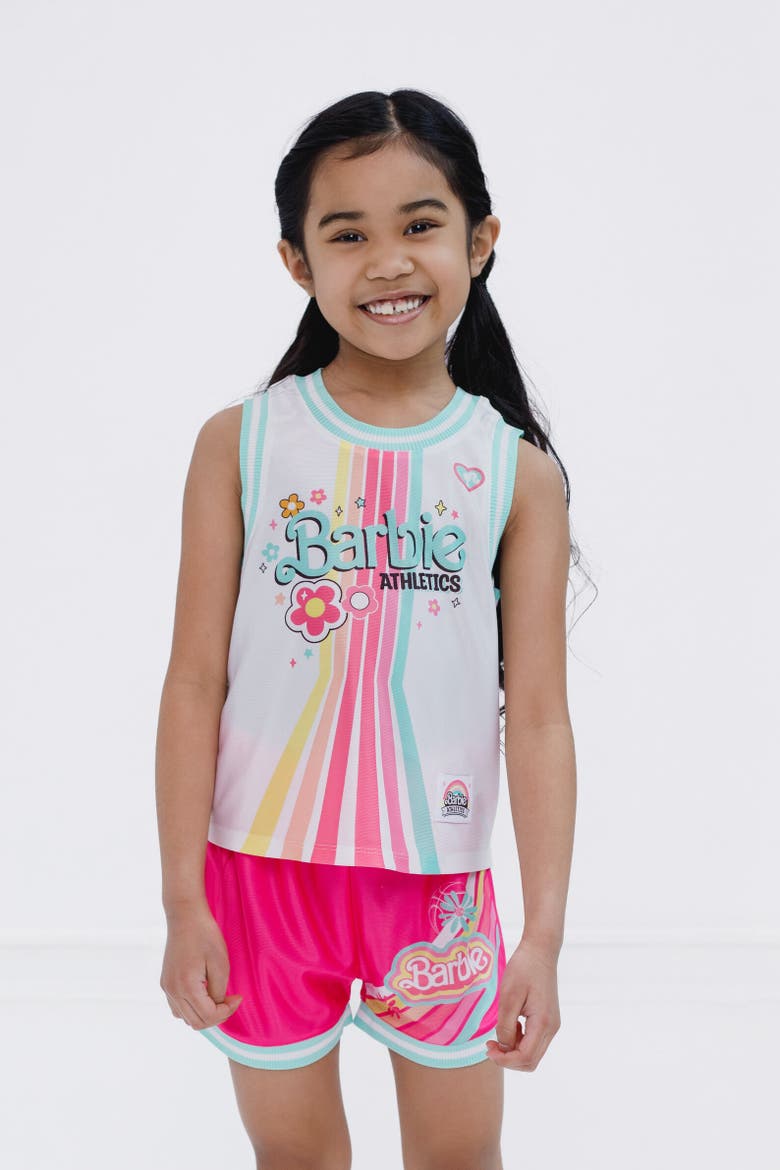 Athletic Tank Top & Shorts Set, Alternate, color, White / Pink