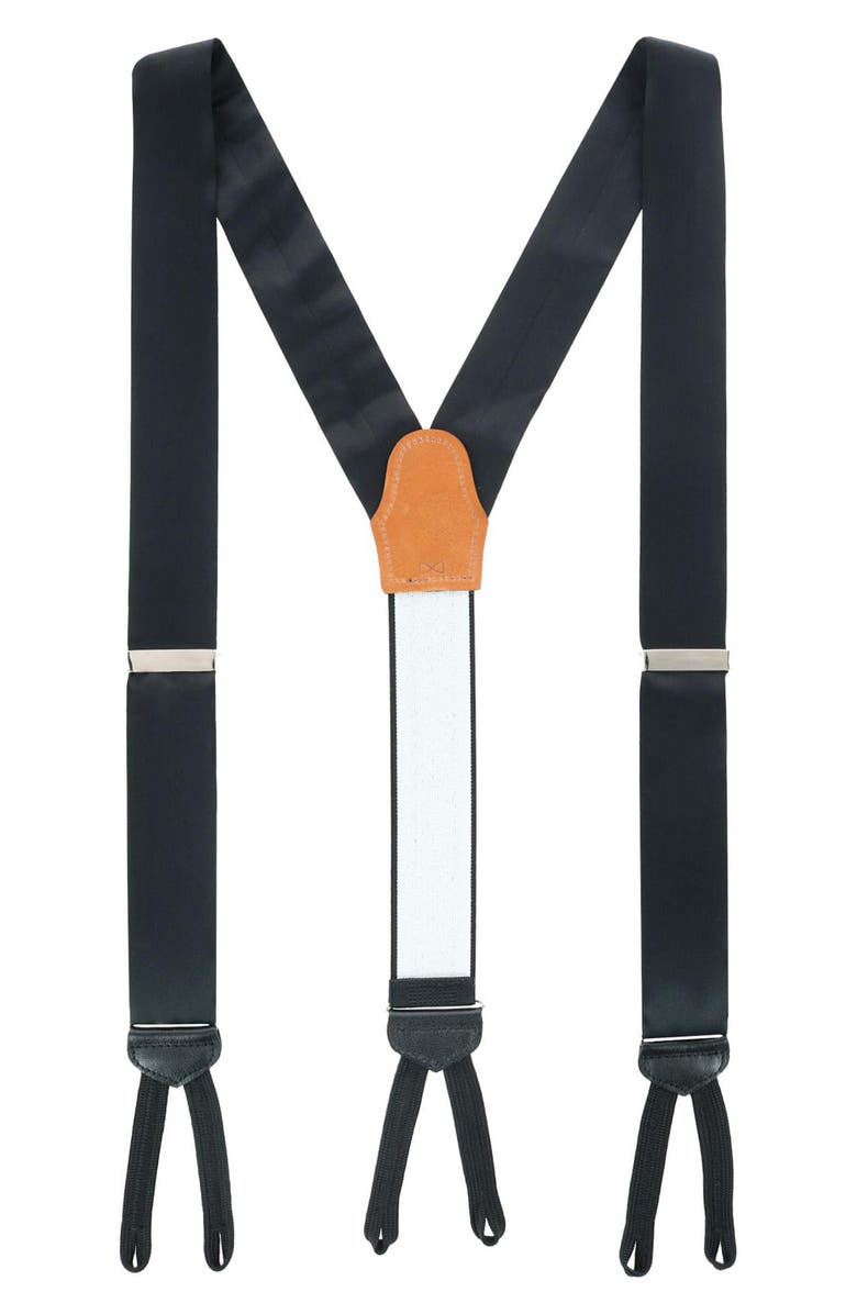 Trafalgar Sutton Silk Formal Suspenders, Main, color, Black