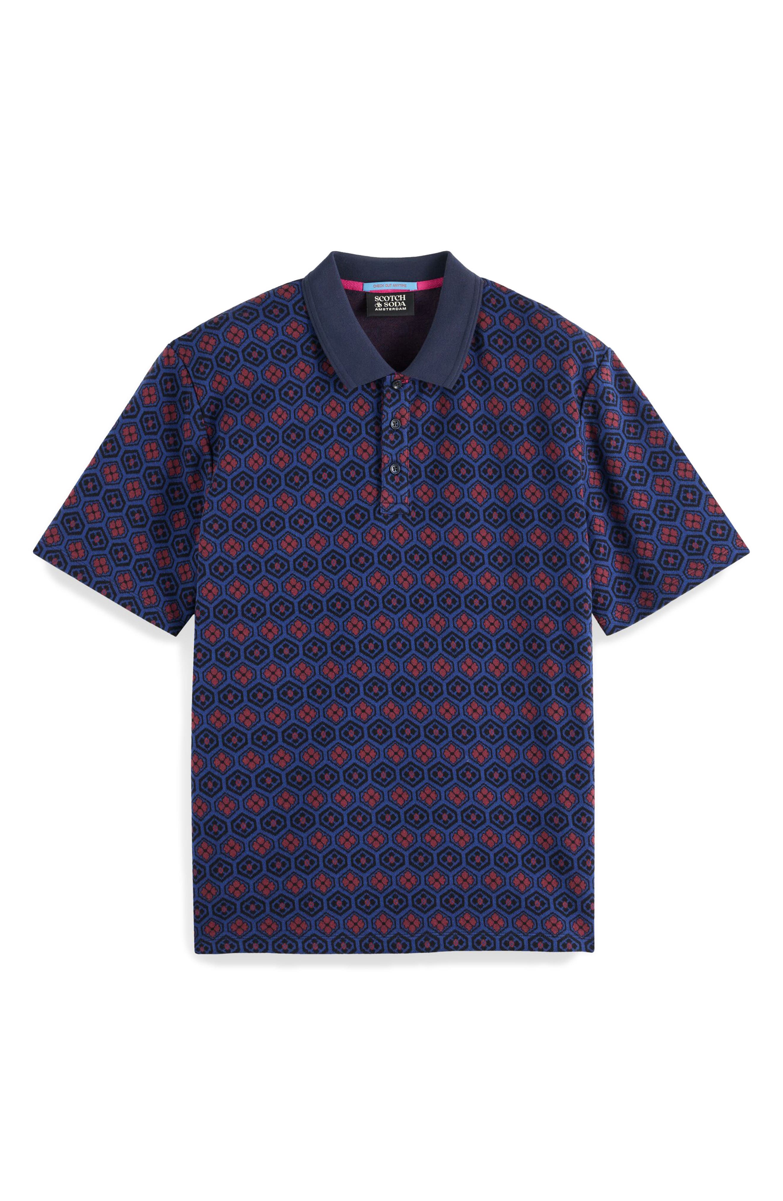 Scotch & Soda Geographic Floral Jacquard Polo