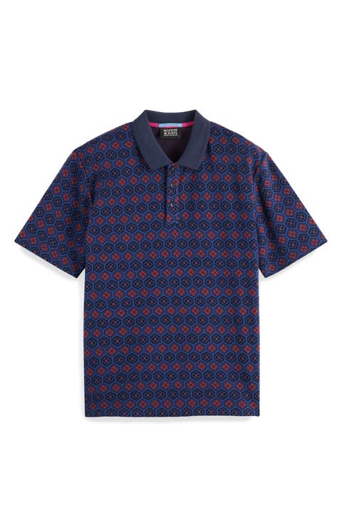 Geographic Floral Jacquard Polo