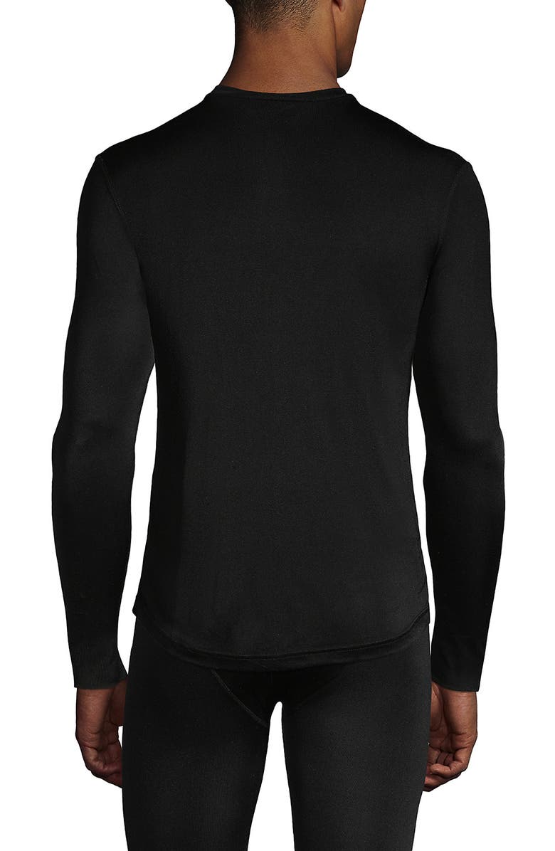 Lands' End Silk Long Underwear Crew Neck, Alternate, color, Black