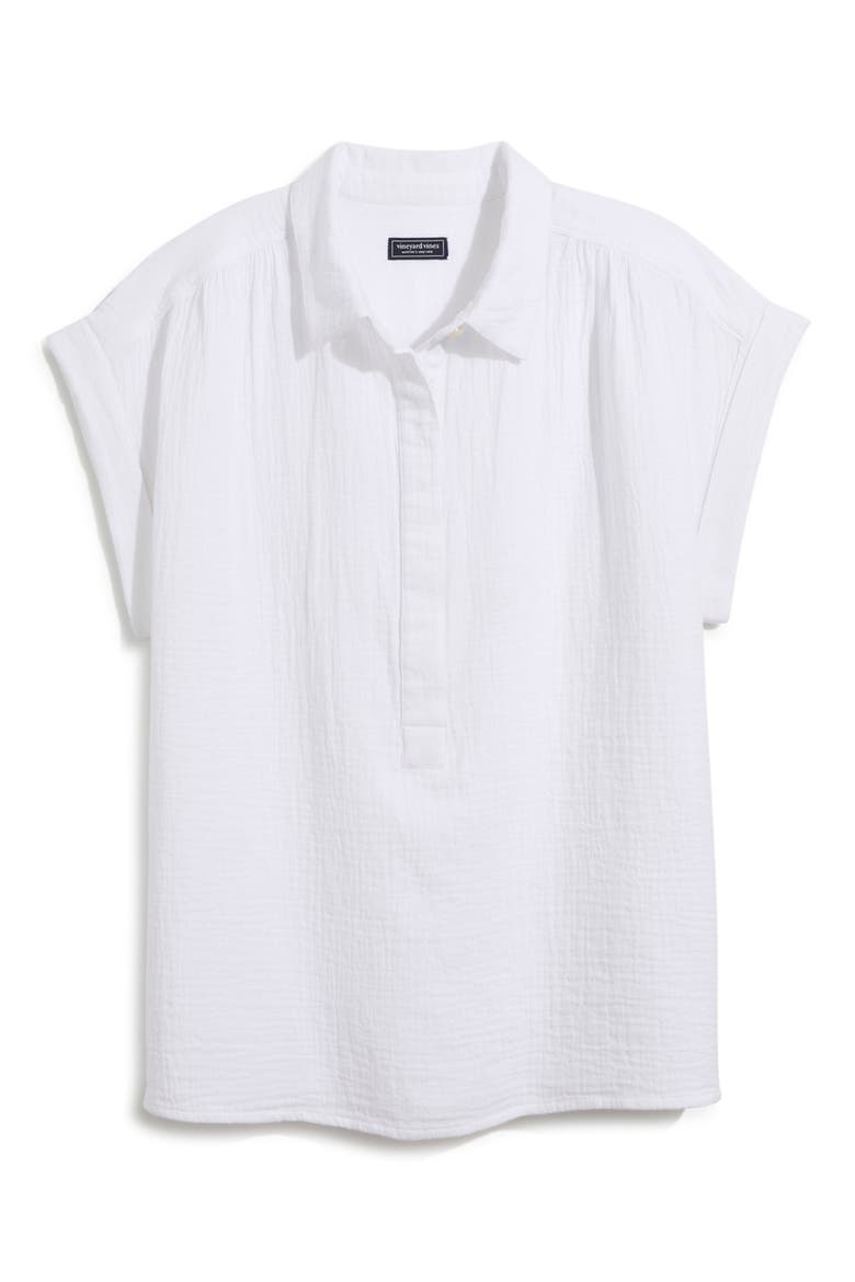Cotton Short Sleeve Shirt, Alternate, color, WHITE CAP