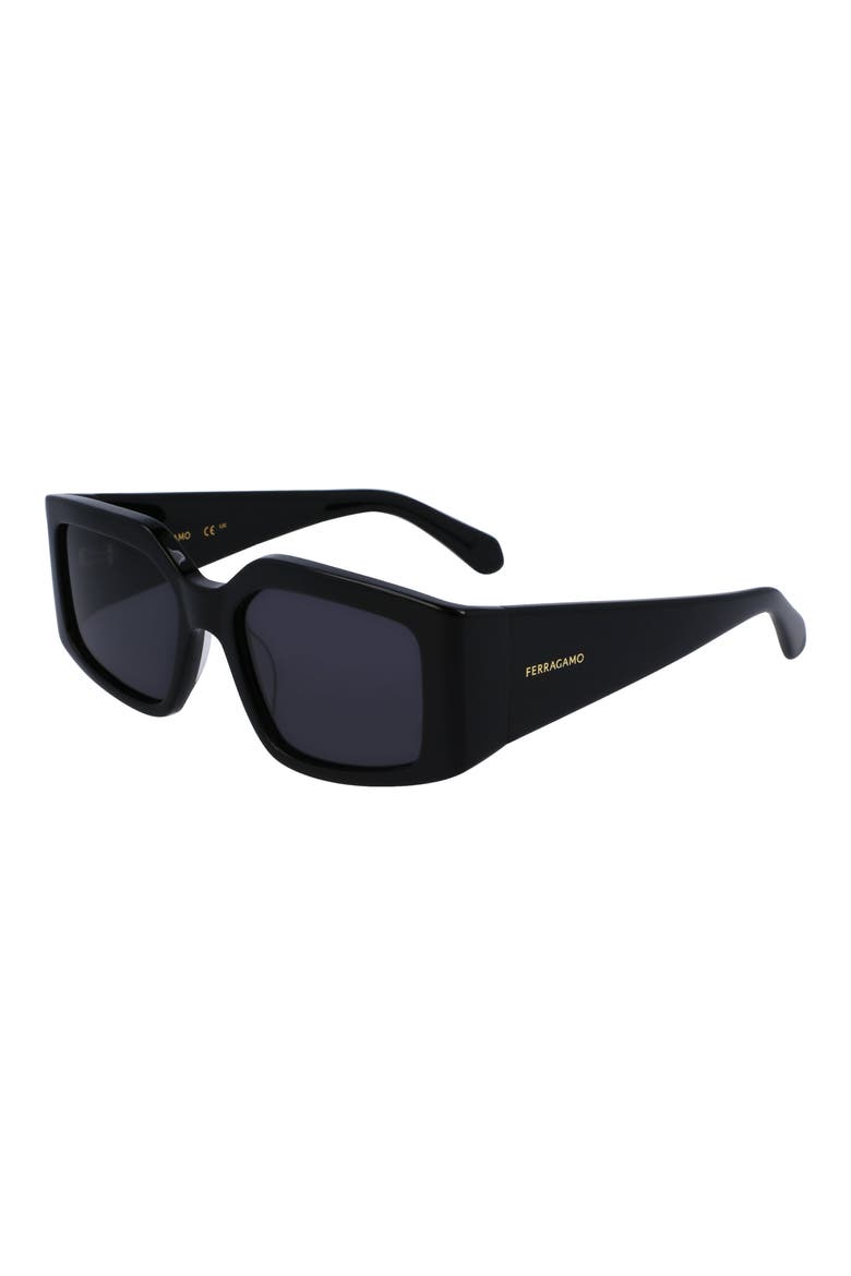 Classic Logo 54mm Modified Rectangular Sunglasses, Alternate, color, BLACK