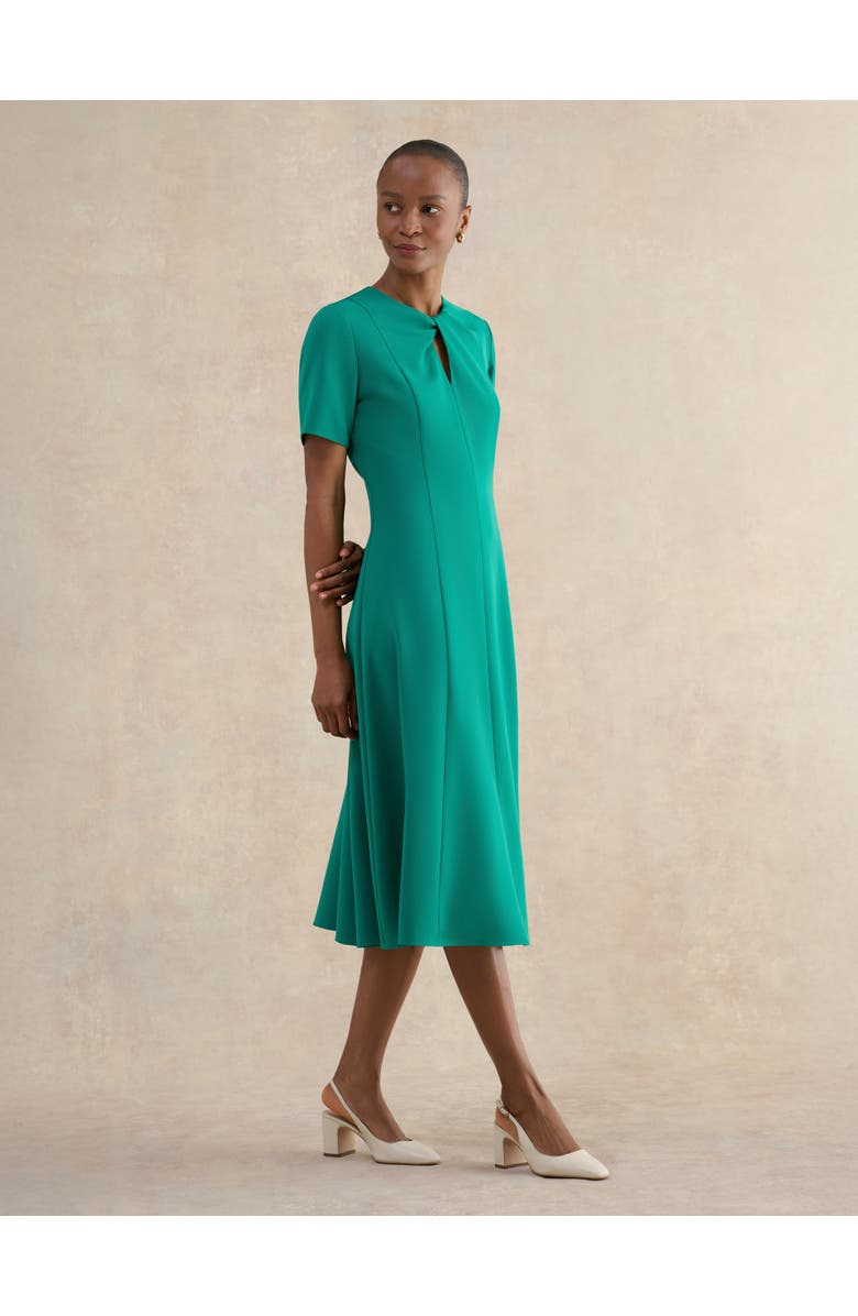 HOBBS LONDON Ariela Twist Detail Midi Dress, Alternate, color, Meadowgreen