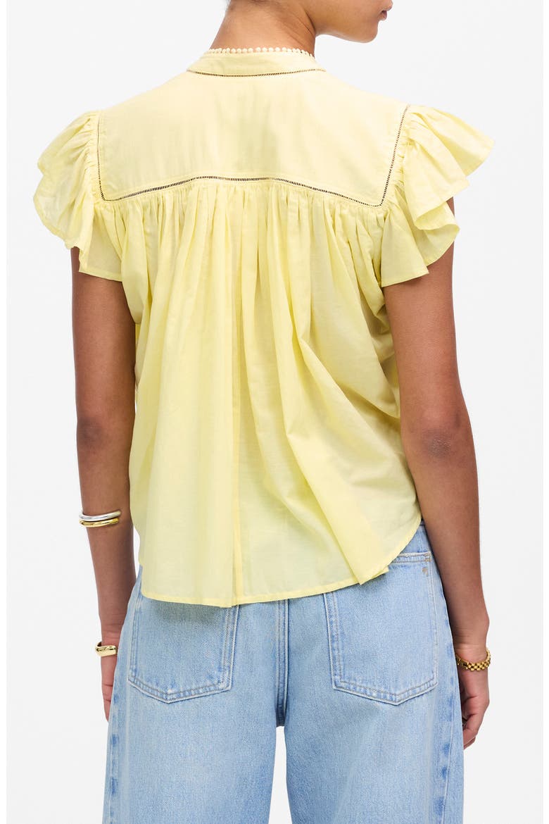 Circle Trim Flutter Sleeve Shirt, Alternate, color, ICED LEMON