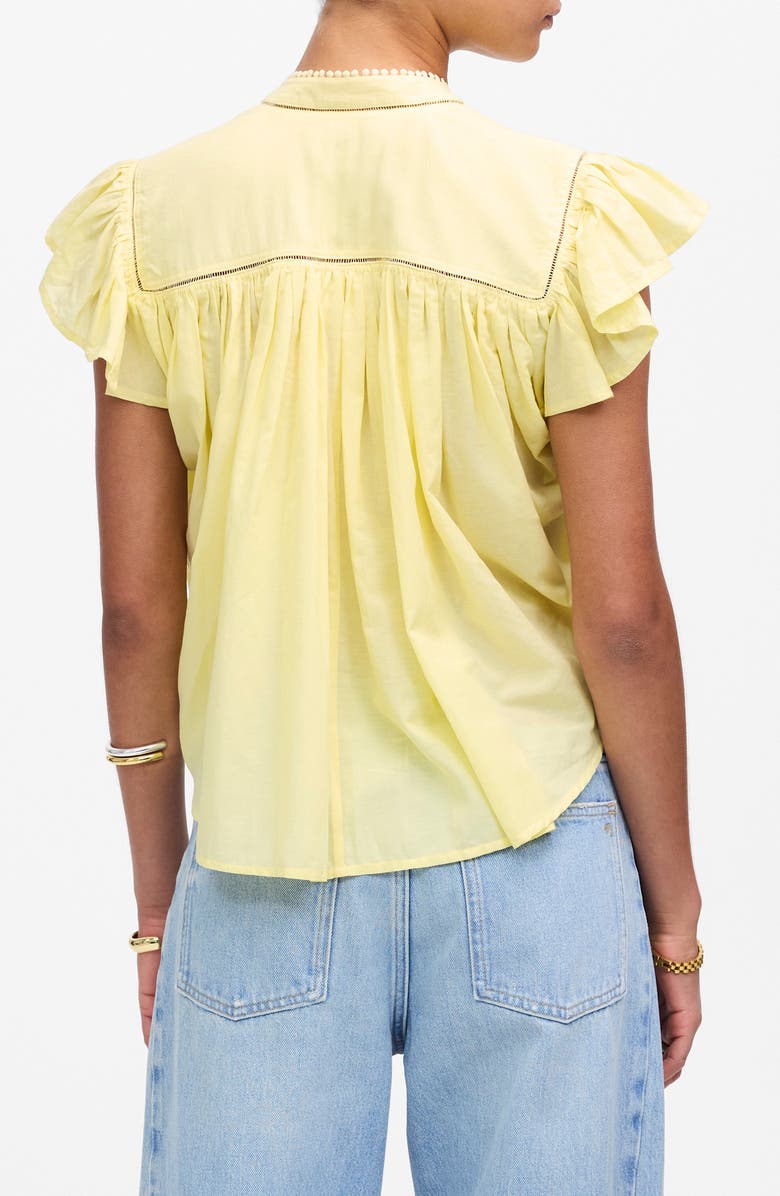Madewell Circle Trim Flutter Sleeve Shirt, Alternate, color, Iced Lemon