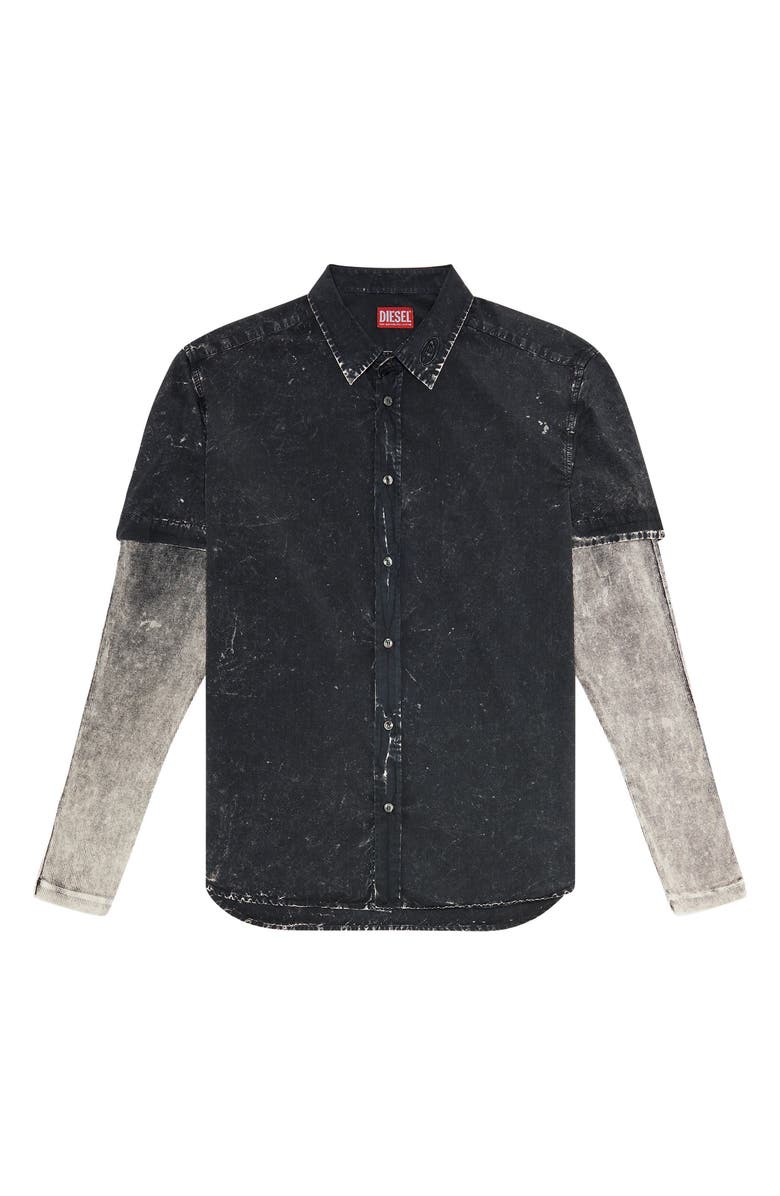 DIESEL<sup>®</sup> Marled Button-Up Shirt, Alternate, color,