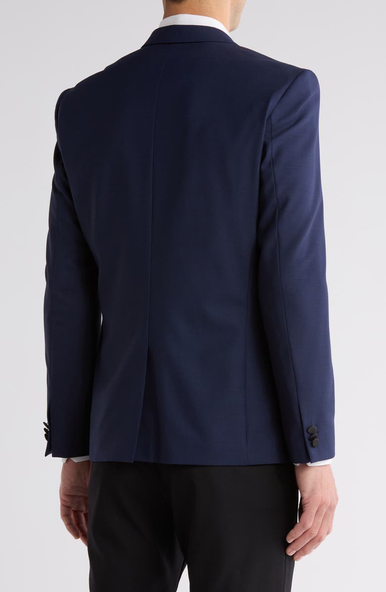 Huge Genius Black Solid Two-Button Notch Lapel Wool Suit