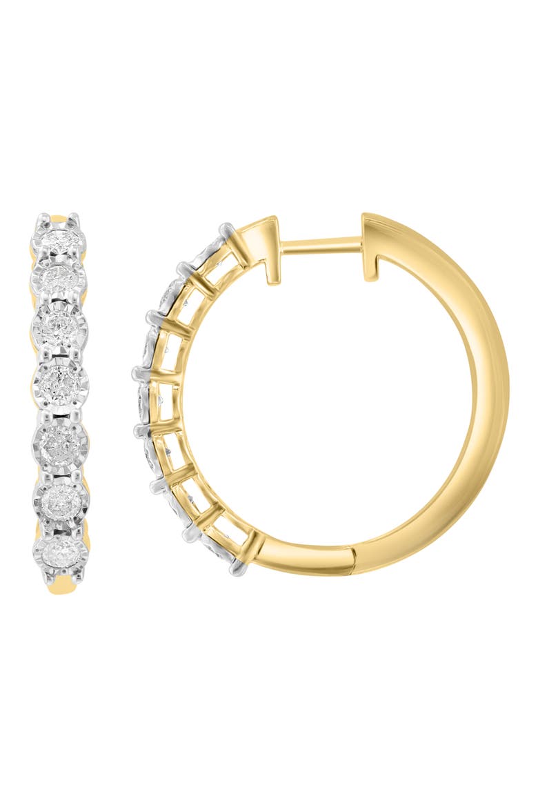 14k Gold Plated Diamond Hoop Earrings, Main, color, GOLD