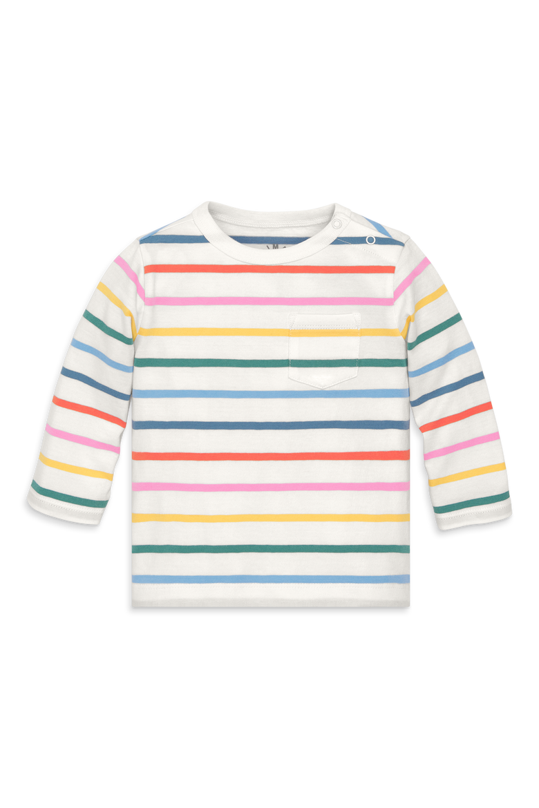 Baby Long Sleeve Planet Tee, Main, color, Ivory Rainbow Stripe New