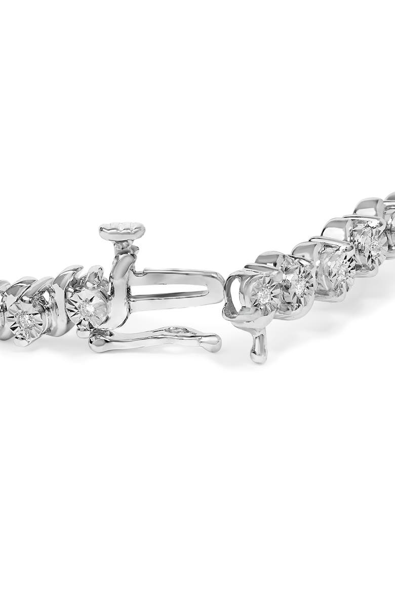Silver 1/4 Cttw Diamond Station and S Link Bracelet, Alternate, color, White
