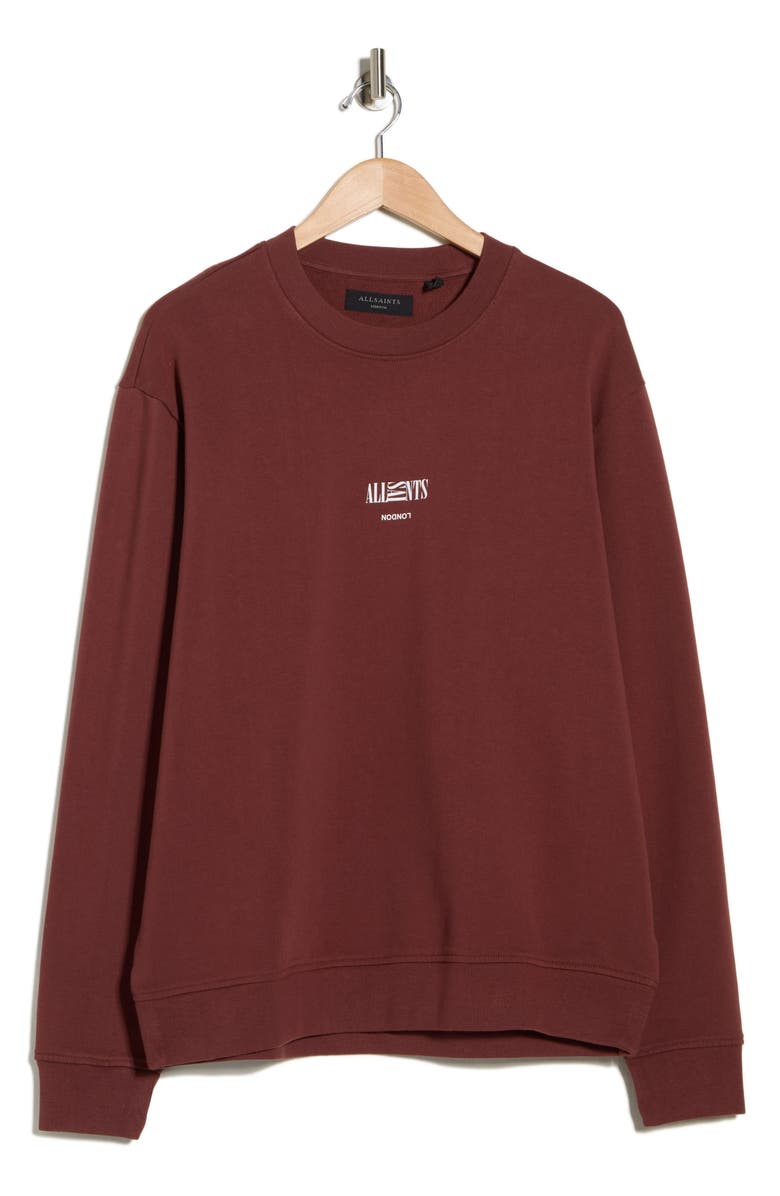 AllSaints Burman Crewneck Cotton Sweatshirt, Alternate, color, Moretti Red