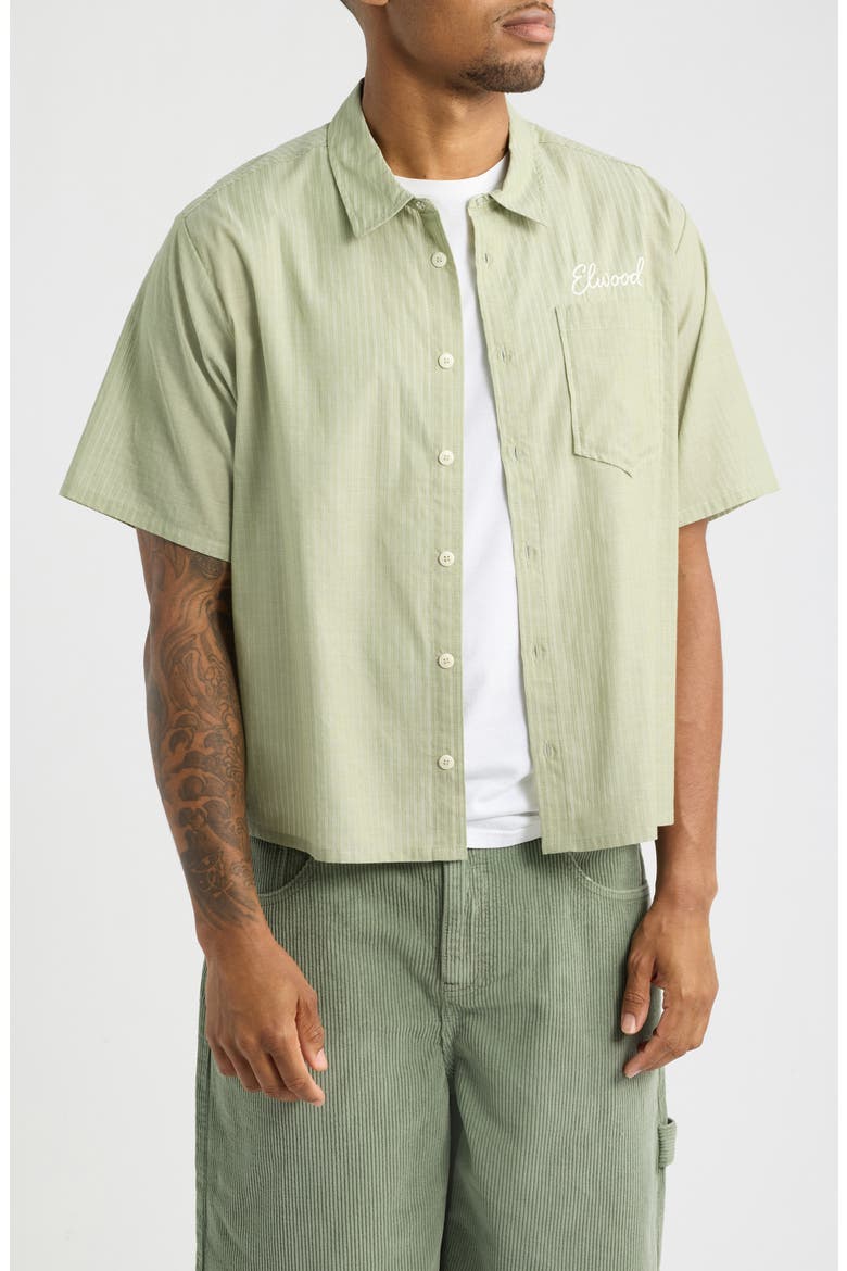 Summer Cotton Button-Up Shirt, Main, color, SAGE STRIPE