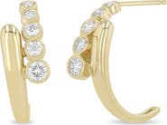 Zoë Chicco Bezel Diamonds 14k Gold Diamond Bypass Hoop Earrings
