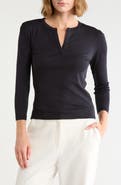 Vince Split Neck Three-Quarter Sleeve Henley