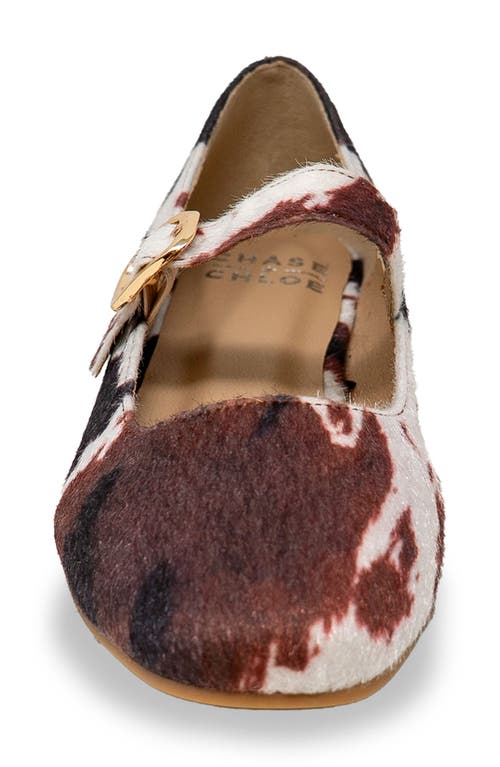 Chase & Chloe Chase And Chloe Meli Faux Fur Mary Jane Flat In Brown