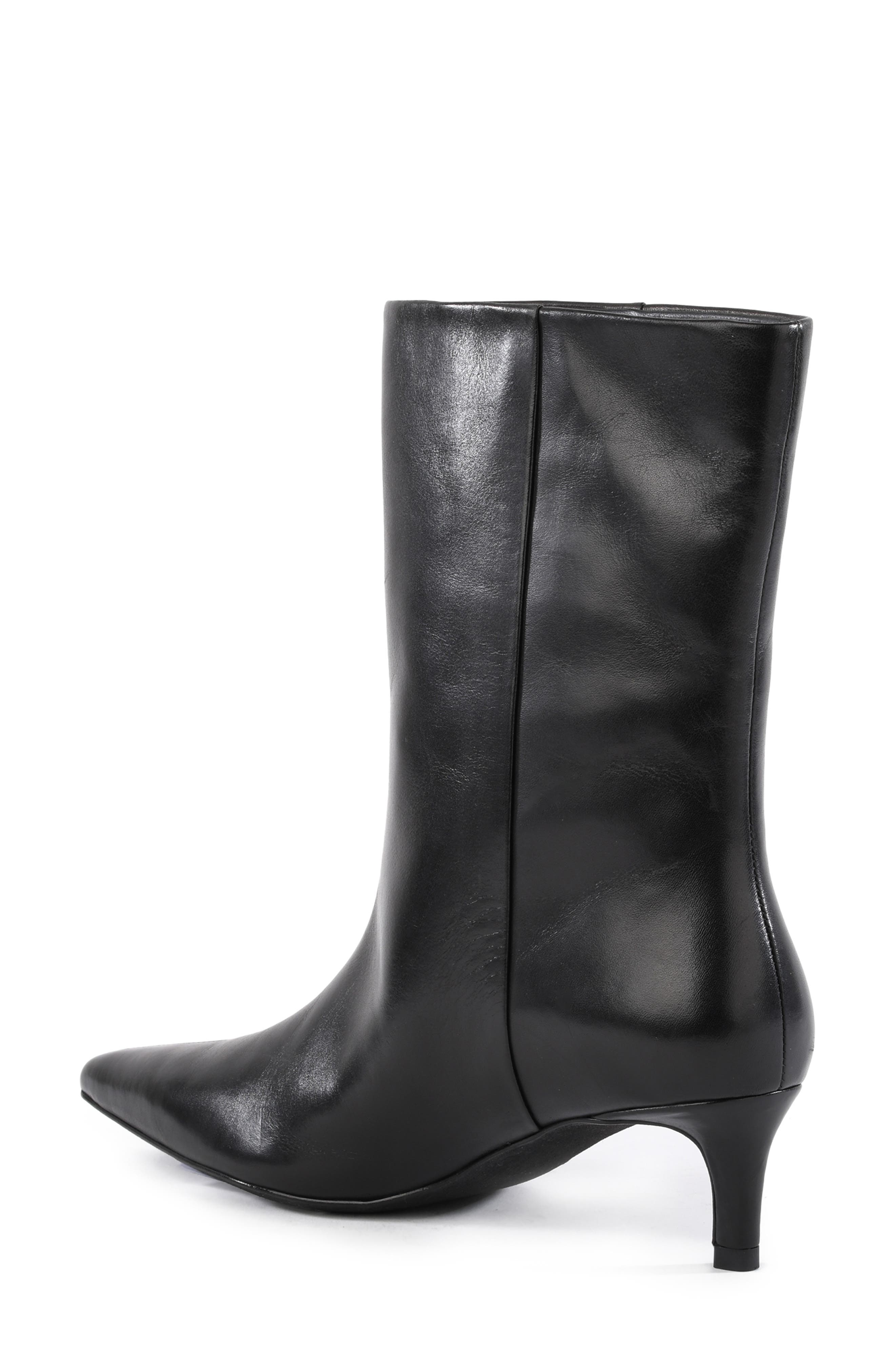 Seychelles Game Changer Pointed Toe Kitten Heel Boot, Alternate, color, Black Leather