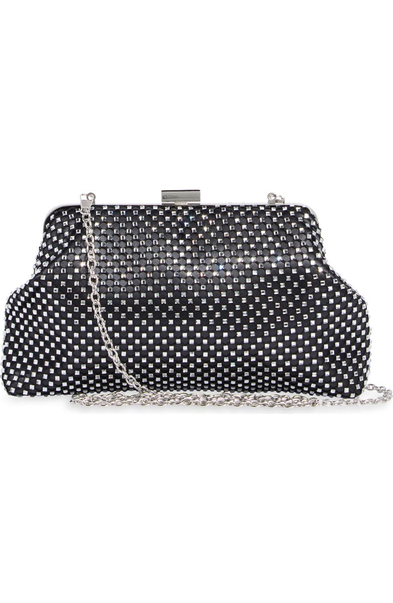 Jessica McClintock Phyllis Rhinestone Mesh Clutch, Alternate, color, Black