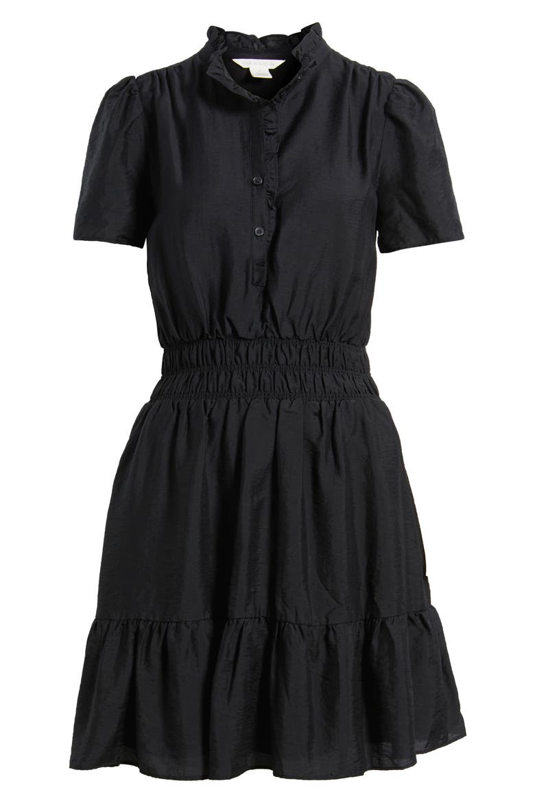 Ruffle Detail Dress, Alternate, color, BLACK