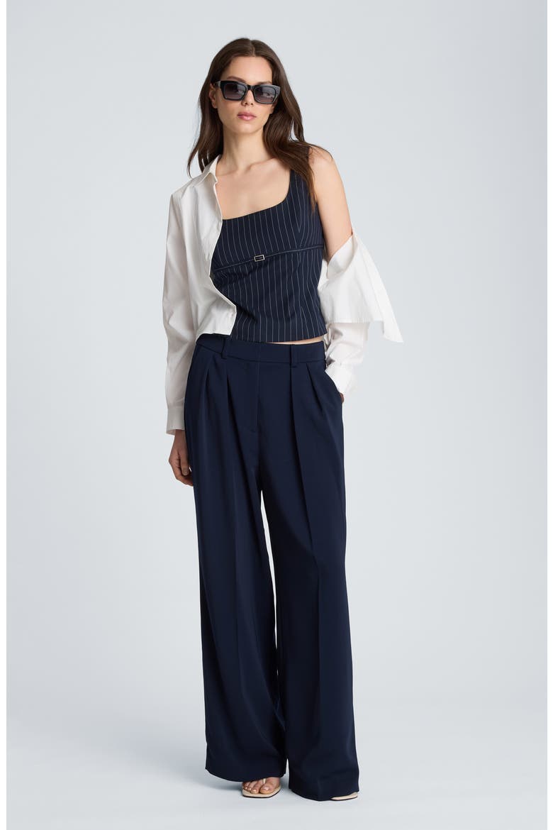 Double Pleated High Waist Wide Leg Pants, Alternate, color, DARK NAVY