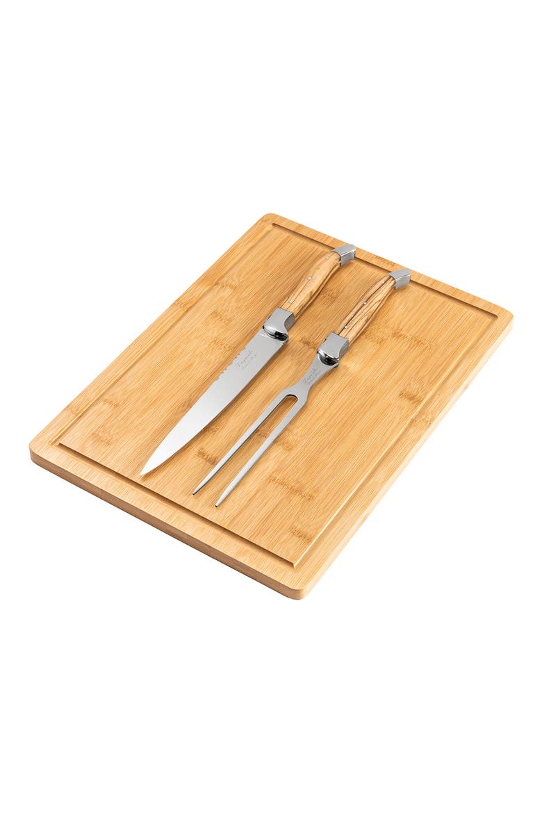 2-Piece Connoisseur Olive Wood Carving Knife & Bamboo Cutting Board, Alternate, color, OLIVE WOOD