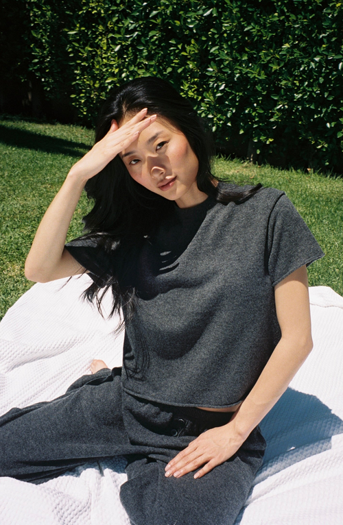 All My Love Ava Top In Charcoal