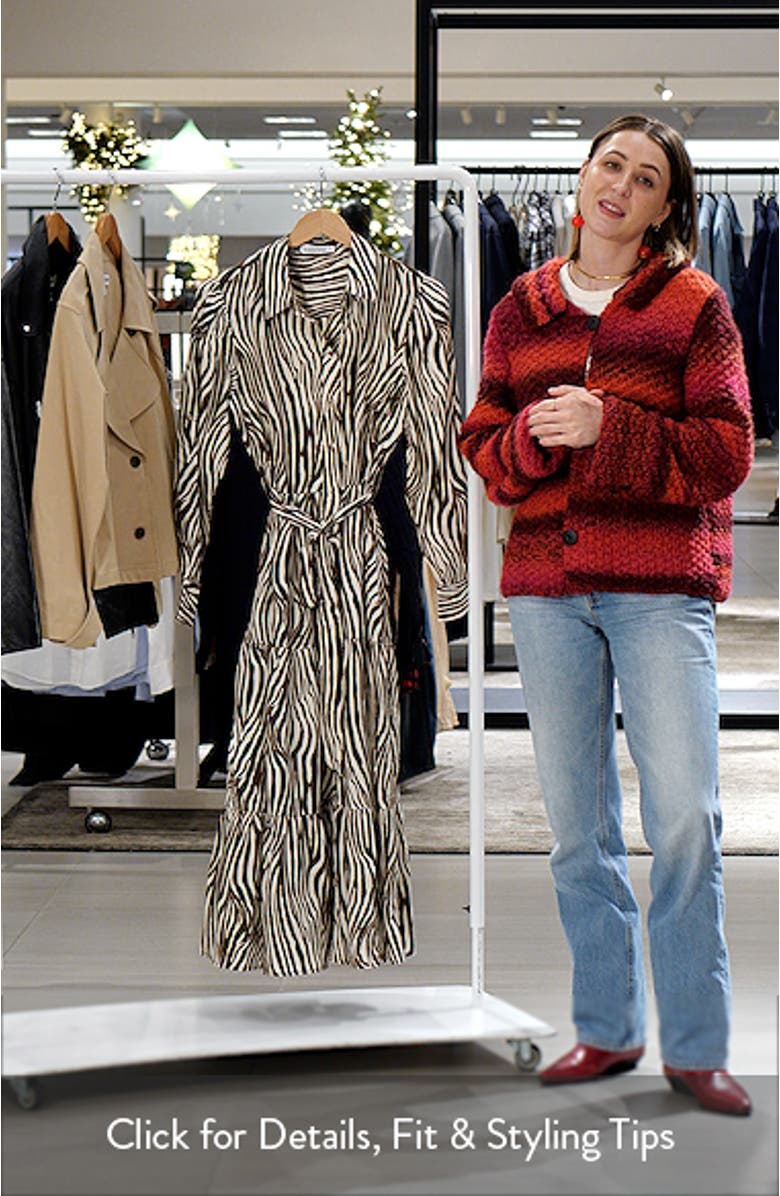 Alice Zebra Print Long Sleeve Shirtdress, sales video thumbnail