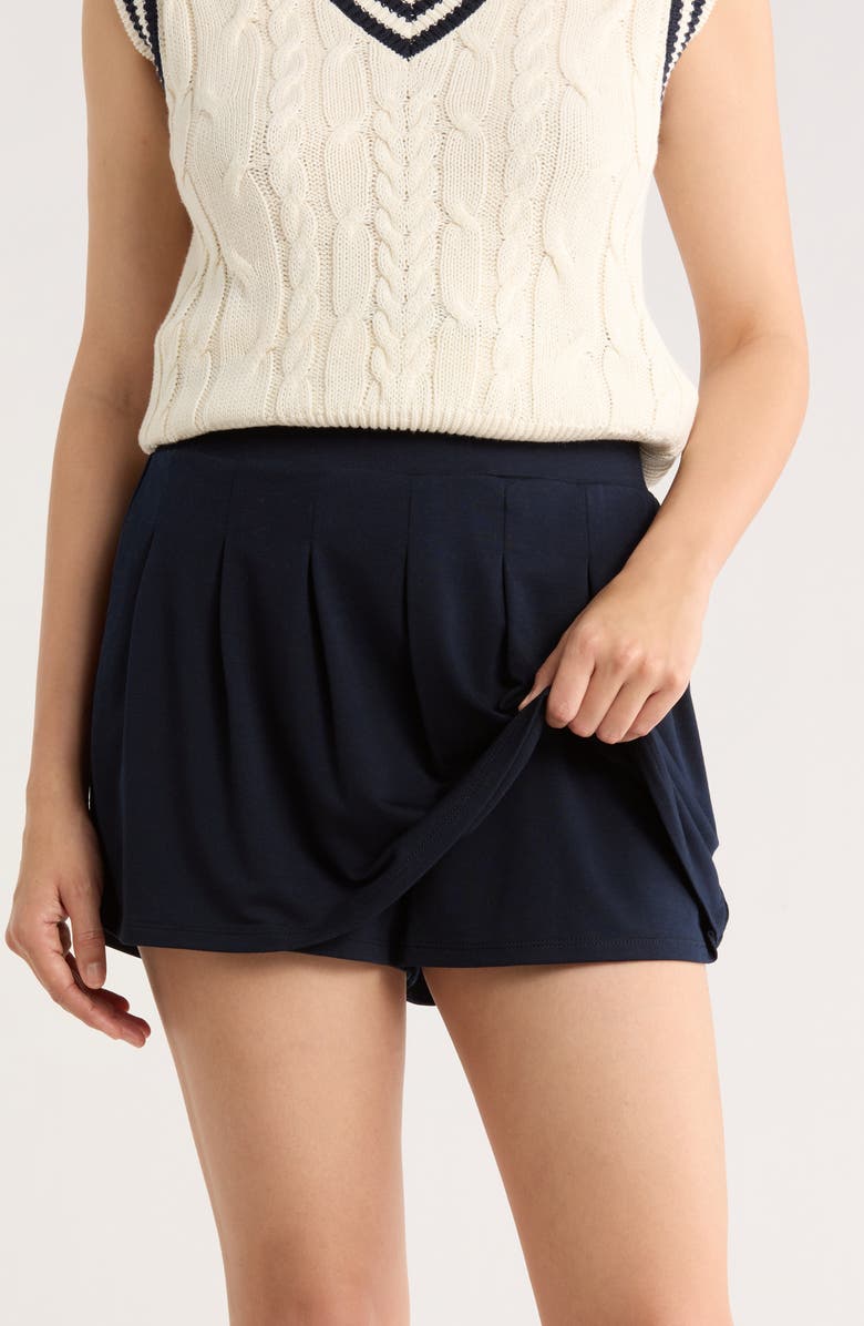 Bobeau Pleat Front Skort, Alternate, color, Navy