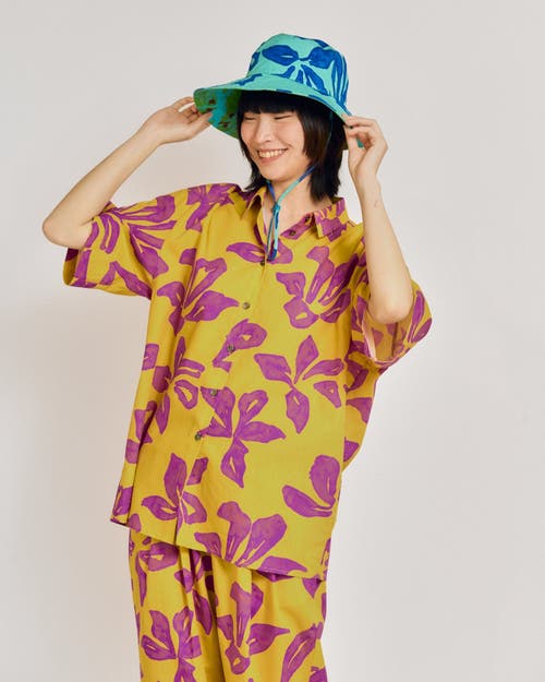 Lost Pattern Nyc "tropical Bliss" Reversible Sun Hat In Blue