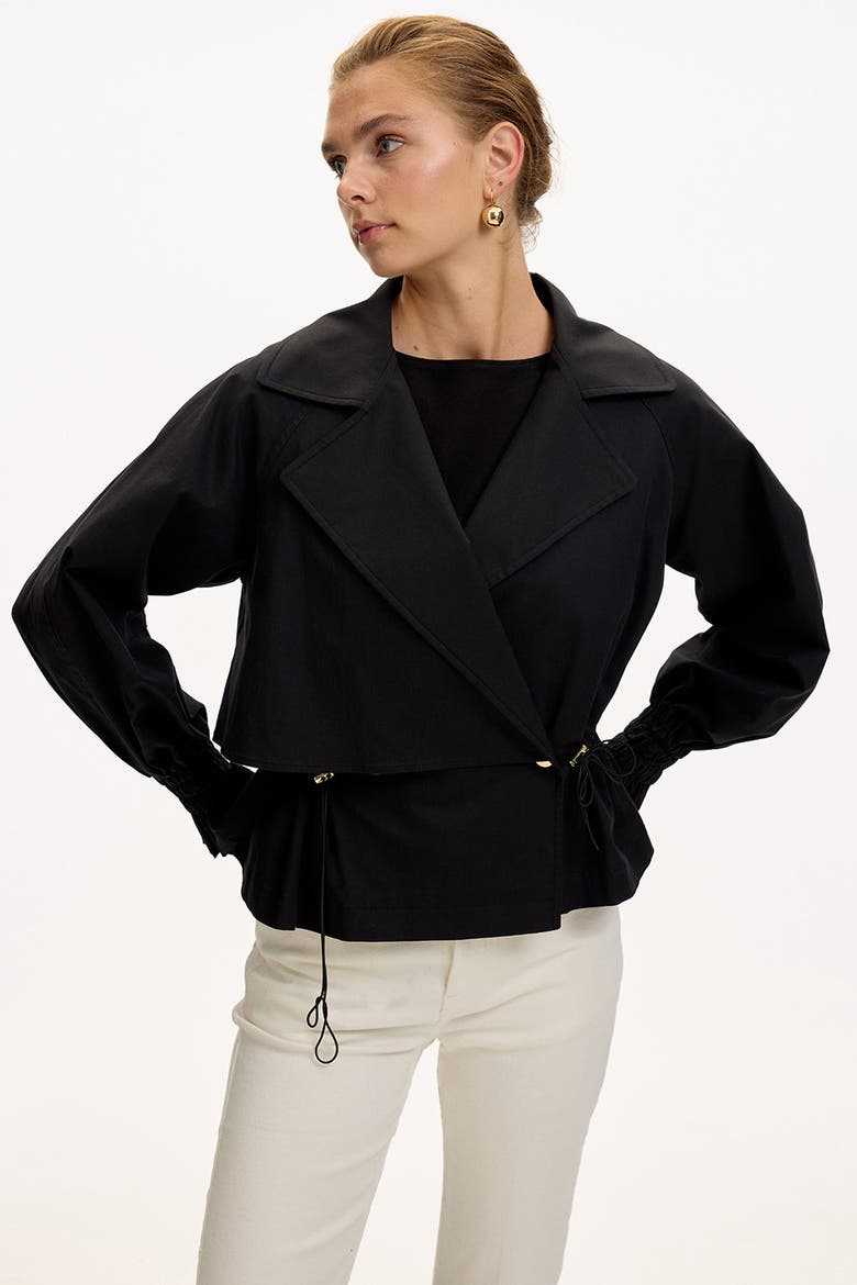 Yareli Shirt Collar Cotton Jacket, Main, color, BLACK