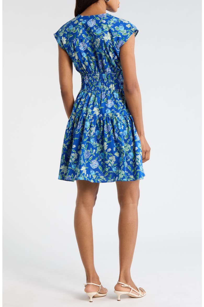 Tora Floral Print Shirred Dress, Alternate, color, BLUE VINES