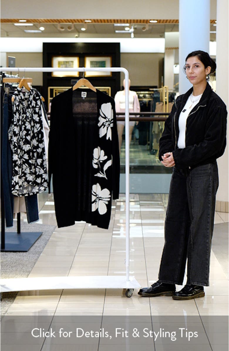 Floral Intarsia Open Front Longline Cardigan, sales video thumbnail