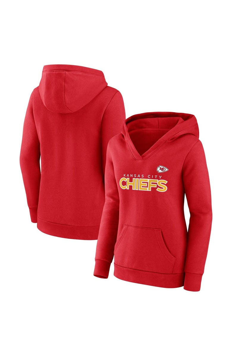 FANATICS Women's Fanatics Branded Red Kansas City Chiefs Iconic Cotton Fleece Checklist Pullover Hoodie, Alternate, color, Red