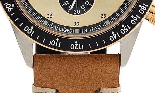 Out Of Order Supervintage Chronograph Leather Strap Watch, 42mm In Gold And Silver