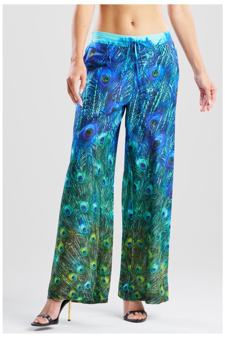 Peacock Cotton Voile Pants, Alternate, color, TEAL
