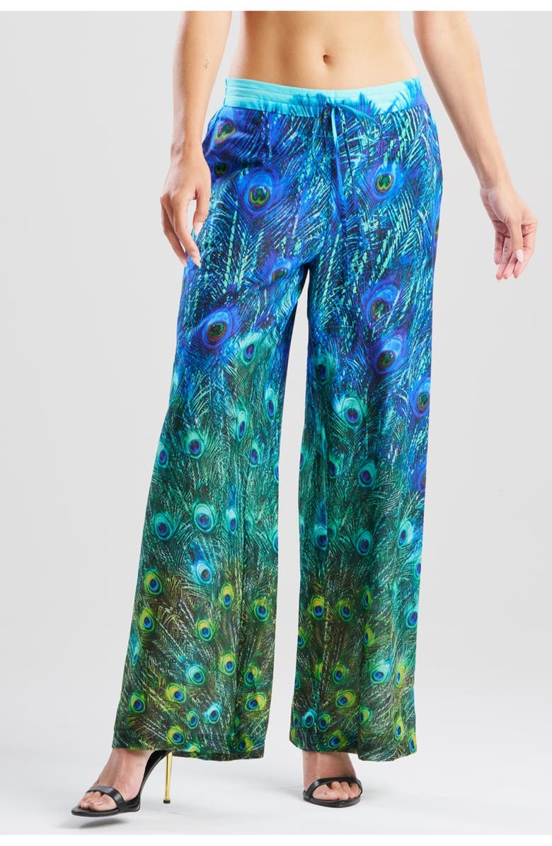 Natori Peacock Cotton Voile Pants, Alternate, color, Teal