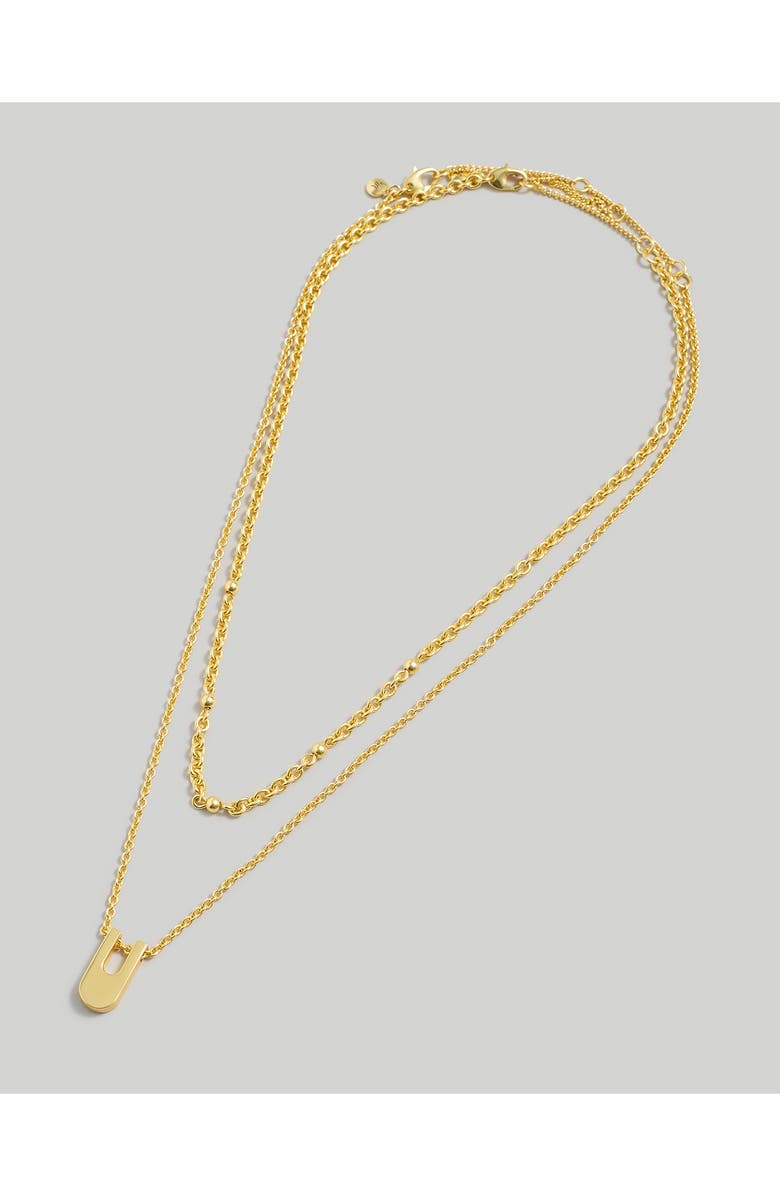 Madewell Cutout Geometric Pendant Necklace, Alternate, color, Vintage Gold