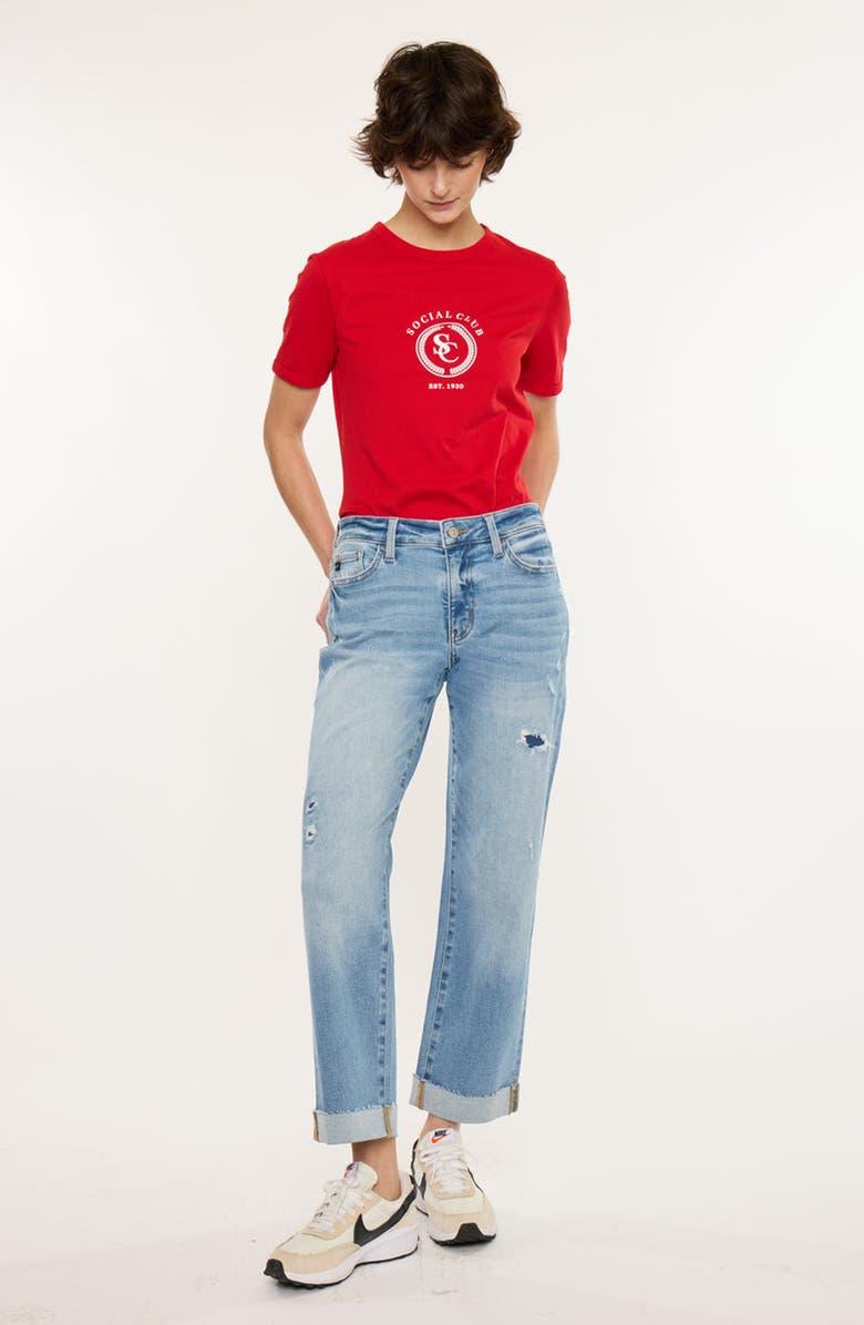 KanCan Rocio Essentials Mid Rise Crop Straight Jeans, Alternate, color, Medium Wash