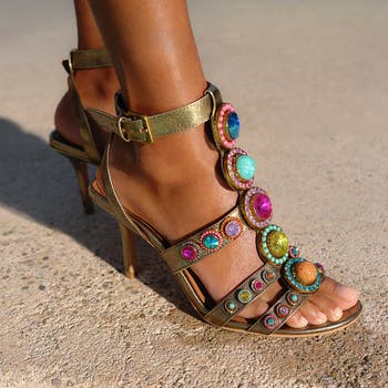 Octavia Crystal Embellished Cage Sandal