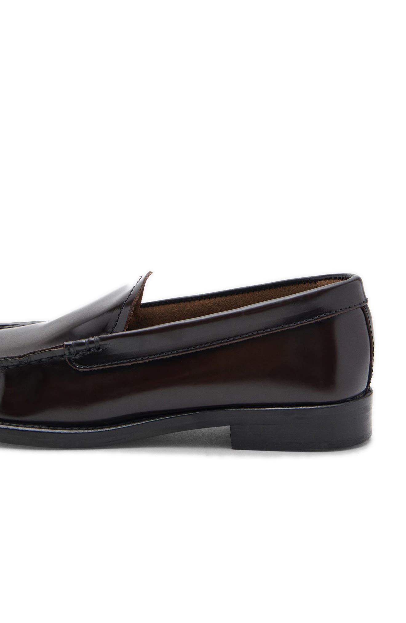 MANGO Gathered Moc Toe Loafer, Alternate, color, Chocolate