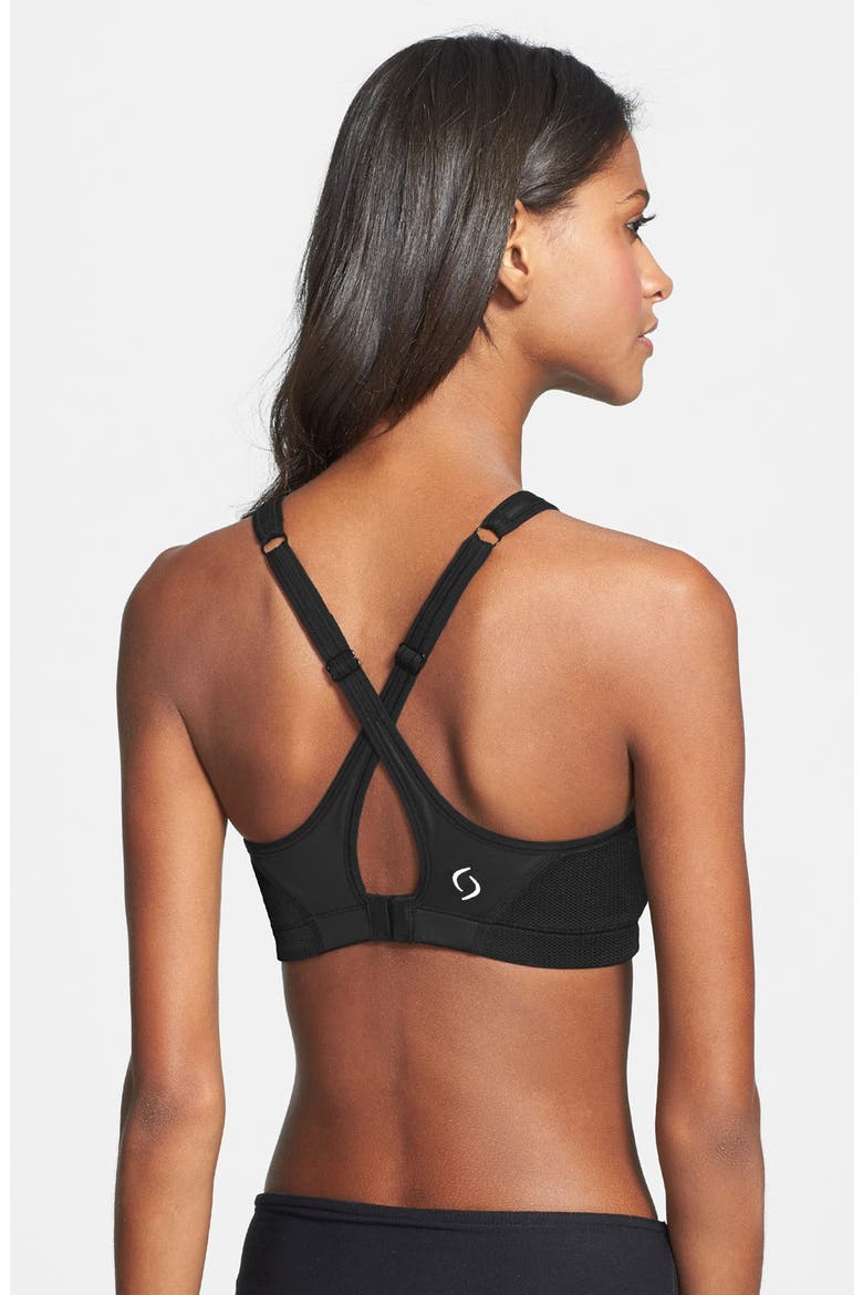 'Urban X-Over' Bra, Alternate, color, BLACK SPLASH/ BLACK