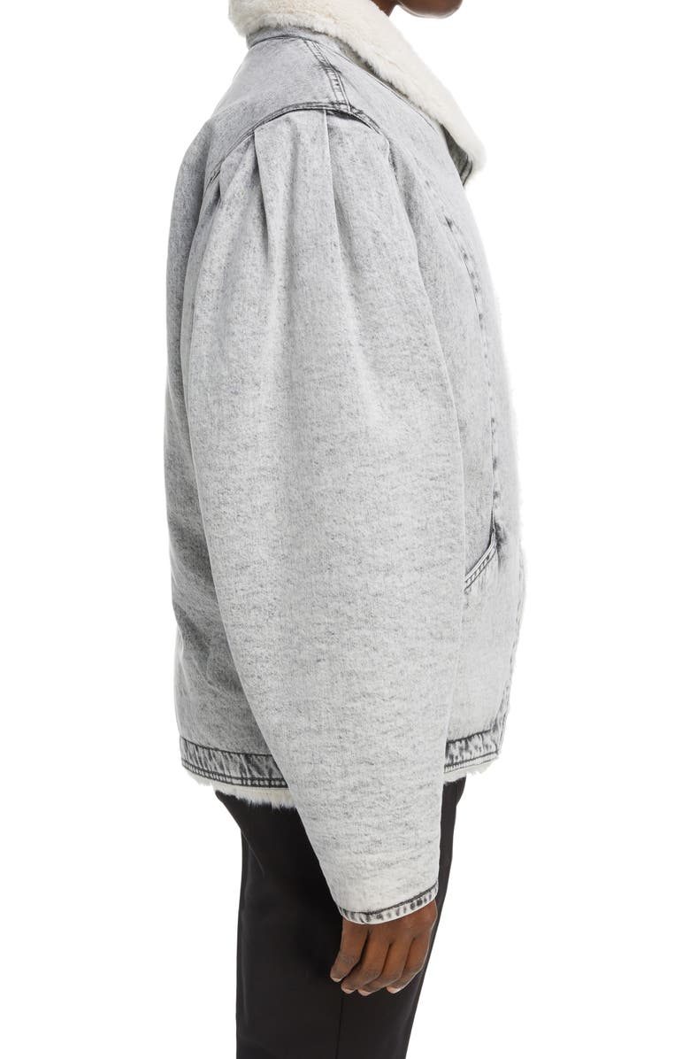 Isabel Marant Dipauline Oversize Faux Shearling Denim Jacket, Alternate, color, 