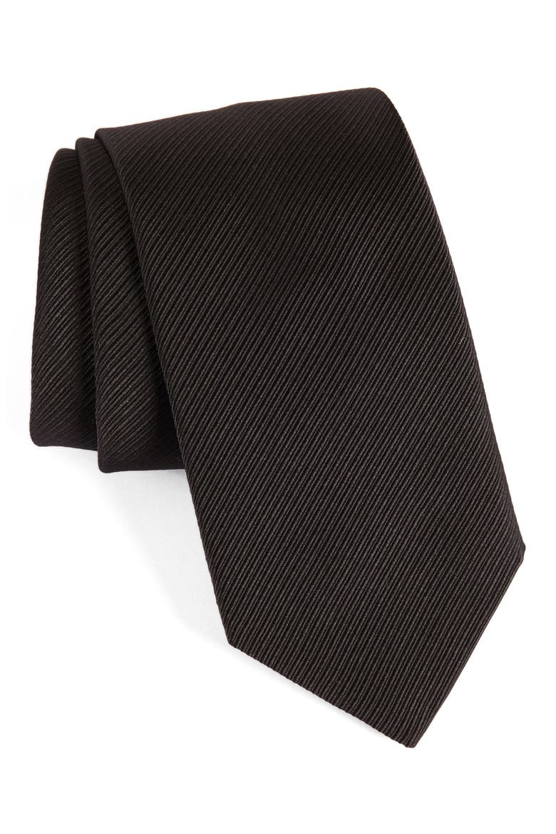 Stripe Silk Tie, Main, color, BLACK