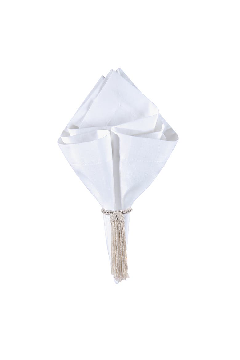 Beaded Tassel Frost Napkin Ring, Main, color, White