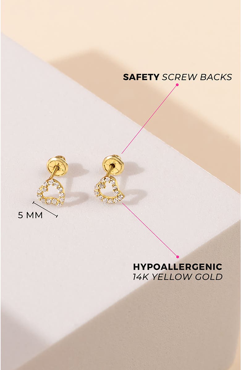 In Season Jewelry 14k Cubic Zirconia Encrusted Heart Earrings, Alternate, color, Gold