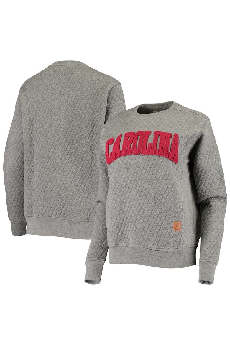 Women's Pressbox Heather Charcoal South Carolina Gamecocks Moose Quilted Pullover Sweatshirt, Main, color, Heather Gray